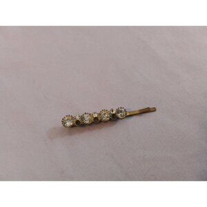 Vintage Gold-Tone Hair Bobby Pin With Rhinestone Accents